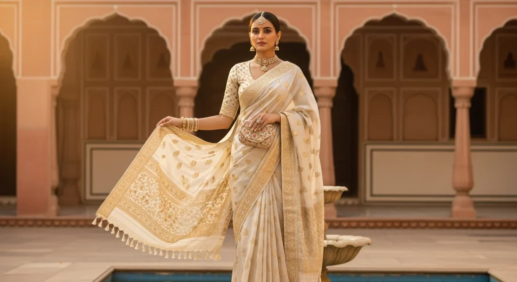 Chanderi and Maheshwari Weaves That Balance Airiness with Festive Elegance
